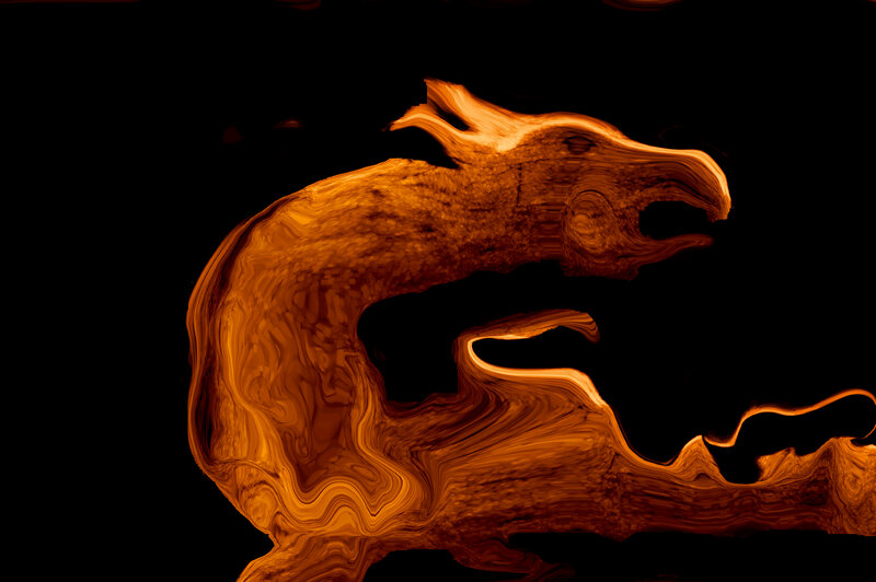Wooden Dragon Sculpture — Orange