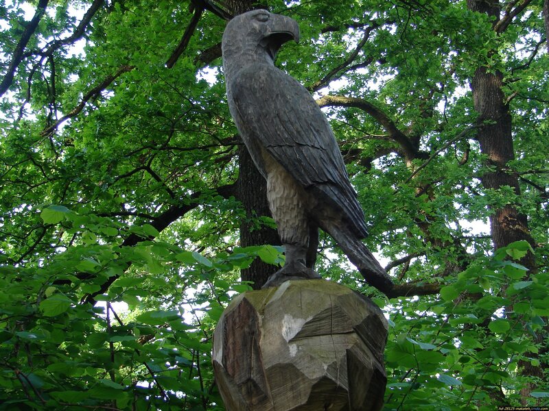 Wooden Eagle Sculpture — Green