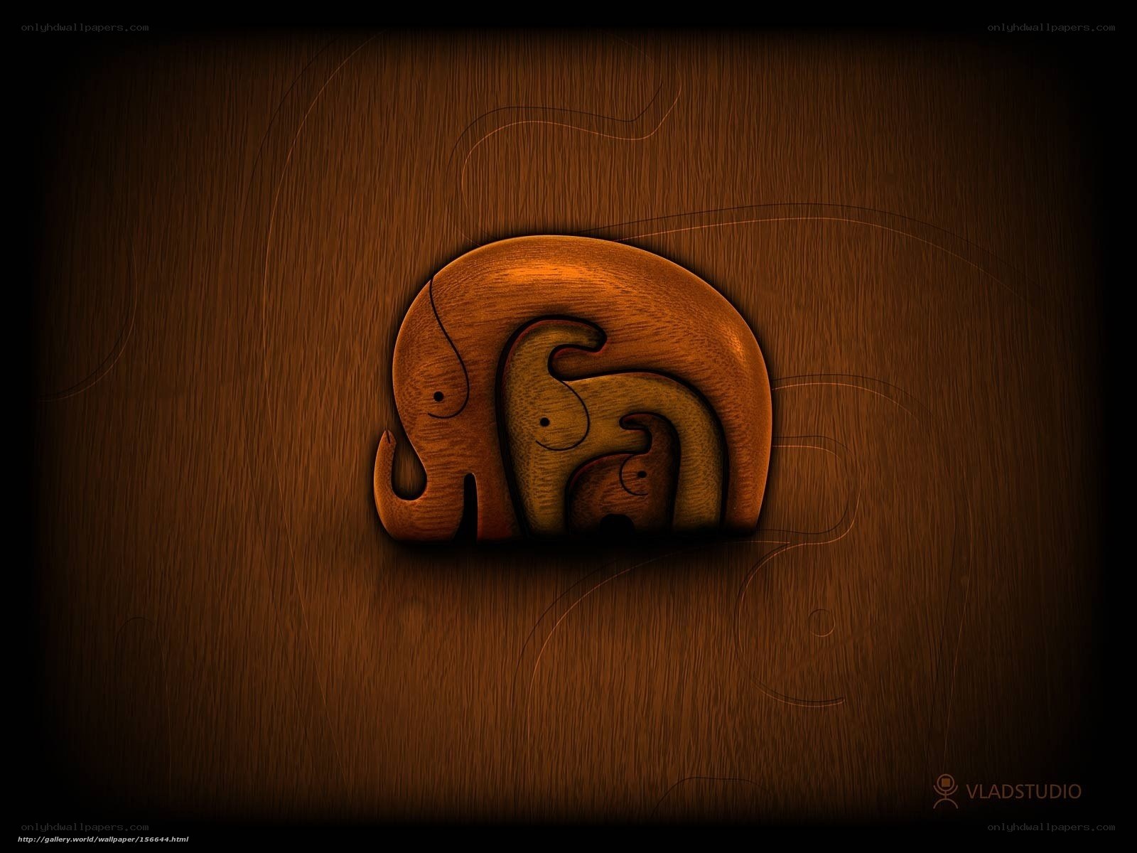 Wooden elephant carving