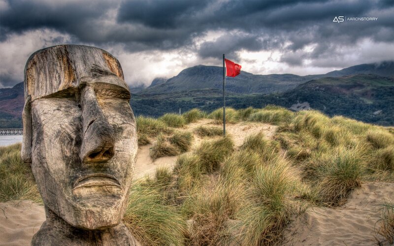 Wooden Face Sculpture — Gray