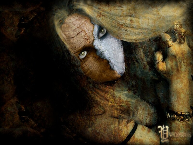 Wooden Face with Blue Mask