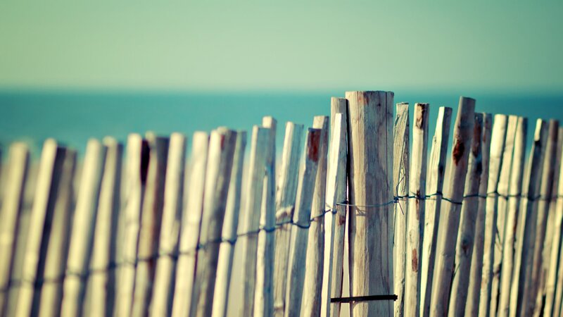 Wooden Fence at Beach — Blue