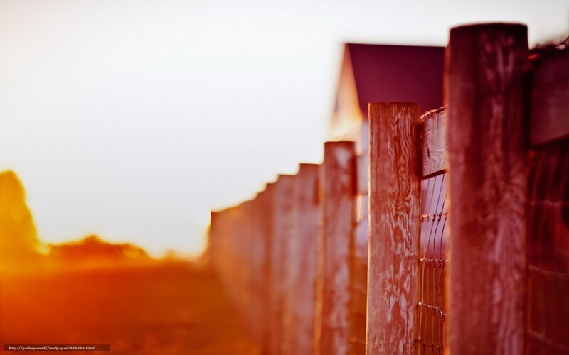 Wooden Fence at Sunset — Orange, Serene