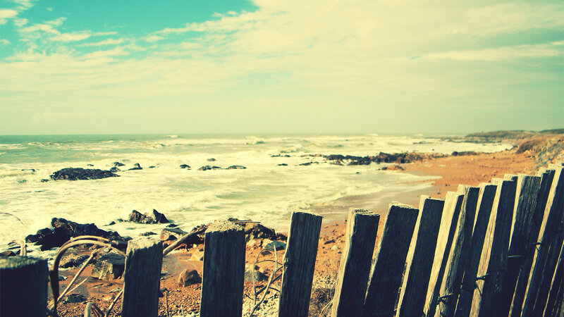 Wooden fence by the ocean