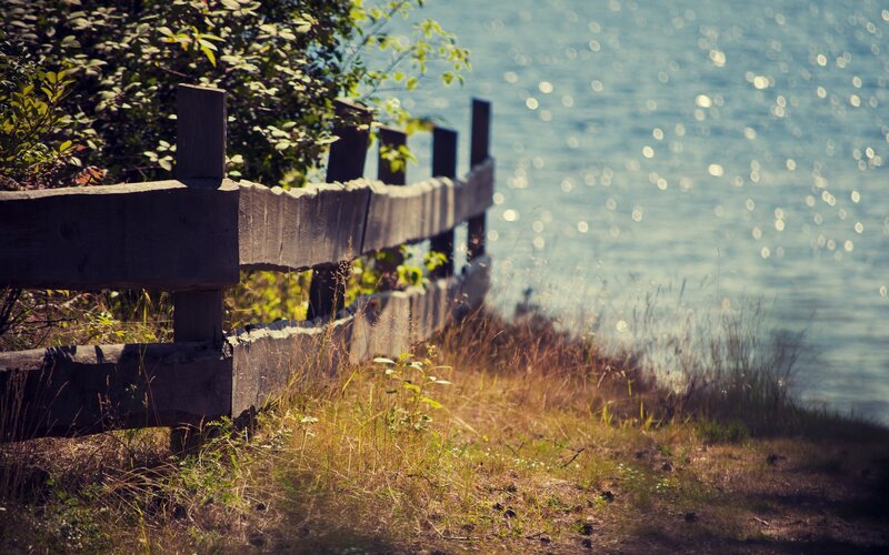 Wooden fence by the water