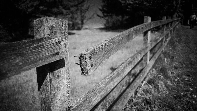 Wooden fence in black and white