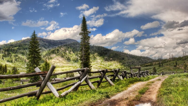 Wooden Fence in Mountains — Green, Serene, Afternoon