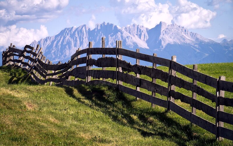 Wooden Fence in Mountains — Green