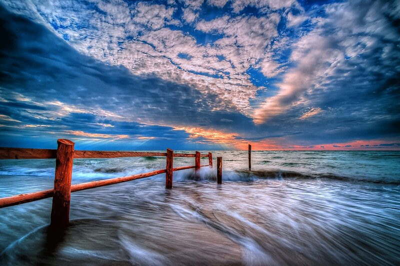 Wooden Fence in Ocean