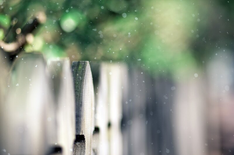 Wooden Fence in Rain