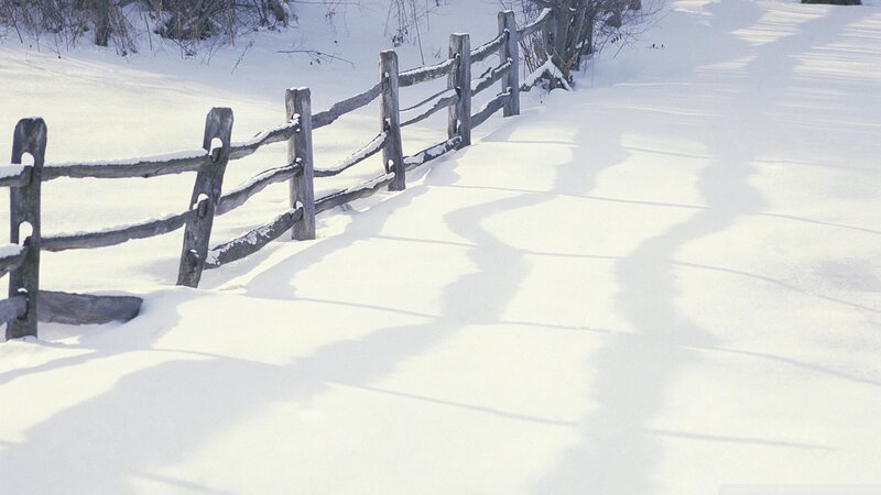 Wooden Fence in Snow