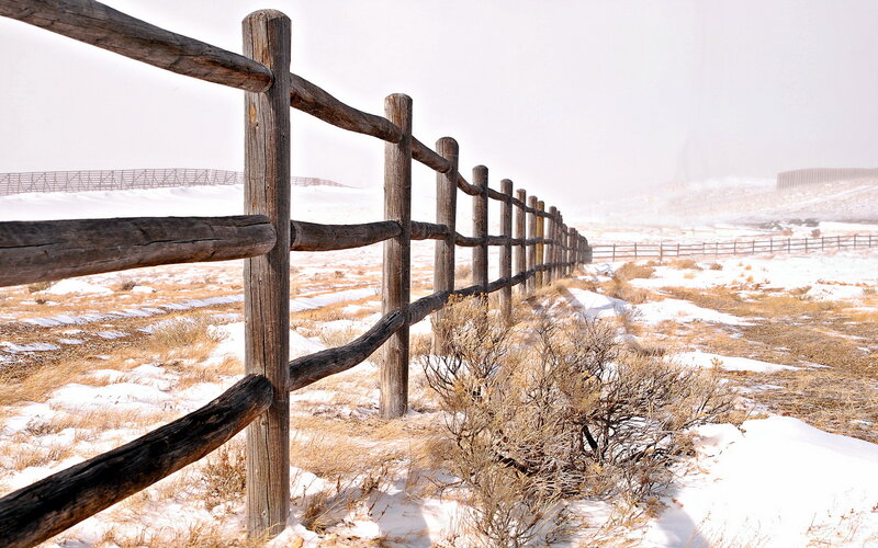Wooden Fence in Snow — White, Cold