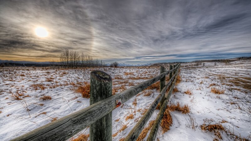 Wooden Fence in Snow — White, Dramatic