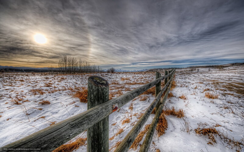 Wooden Fence in Snow — White, Dramatic, Winter, Photograph