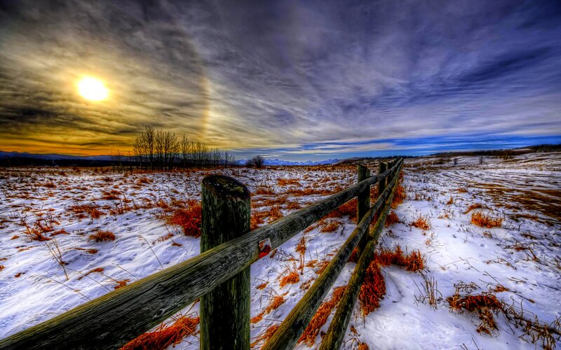 Wooden Fence in Snow — White