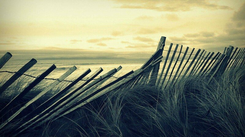 Wooden Fence on Beach — Yellow, Serene