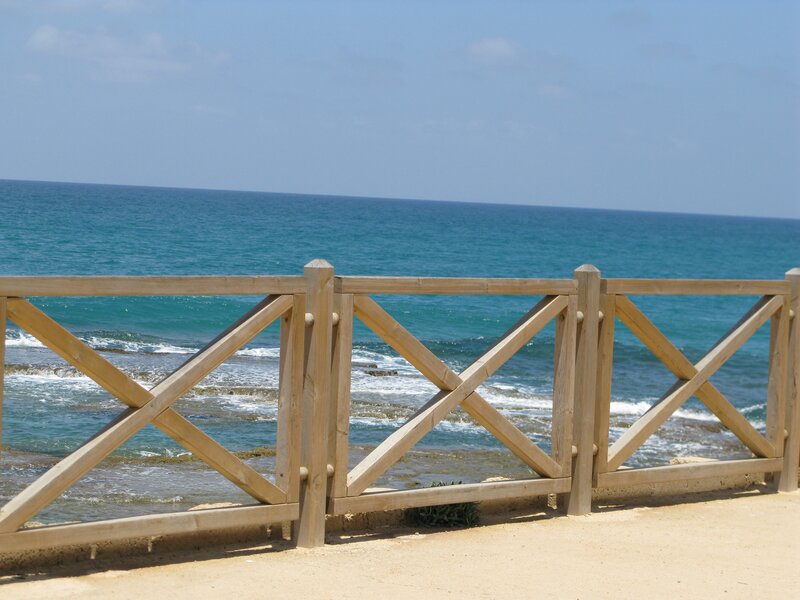Wooden fence overlooking the sea