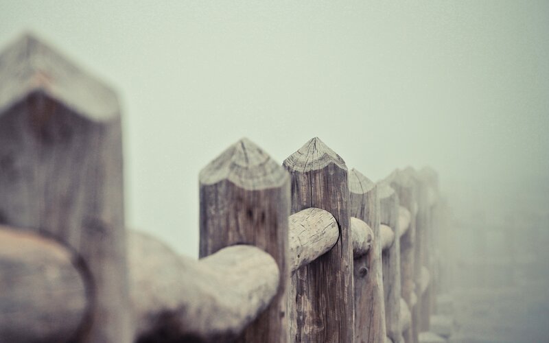 Wooden Fence Posts — Gray, Misty