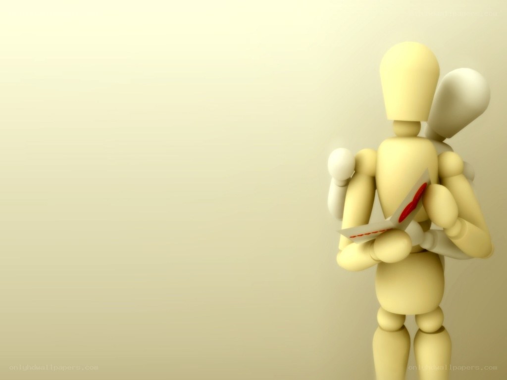 wooden figure holding letter