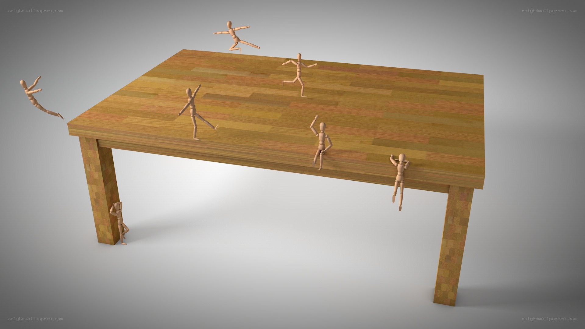Wooden figures on a table