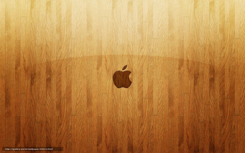 wooden floor with apple logo
