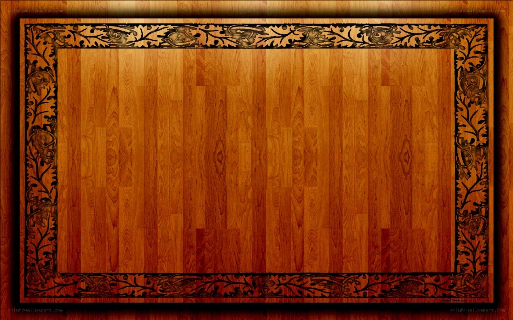 wooden floor with decorative border