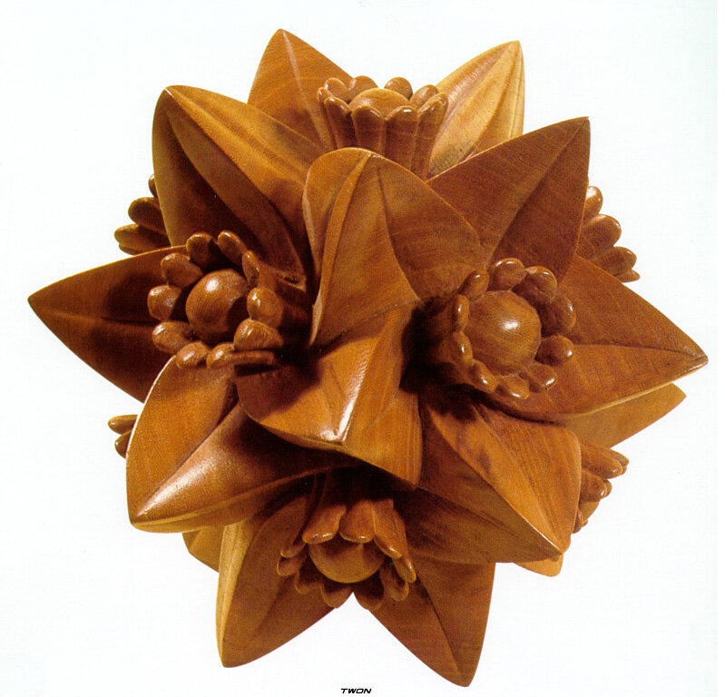 wooden floral sculpture