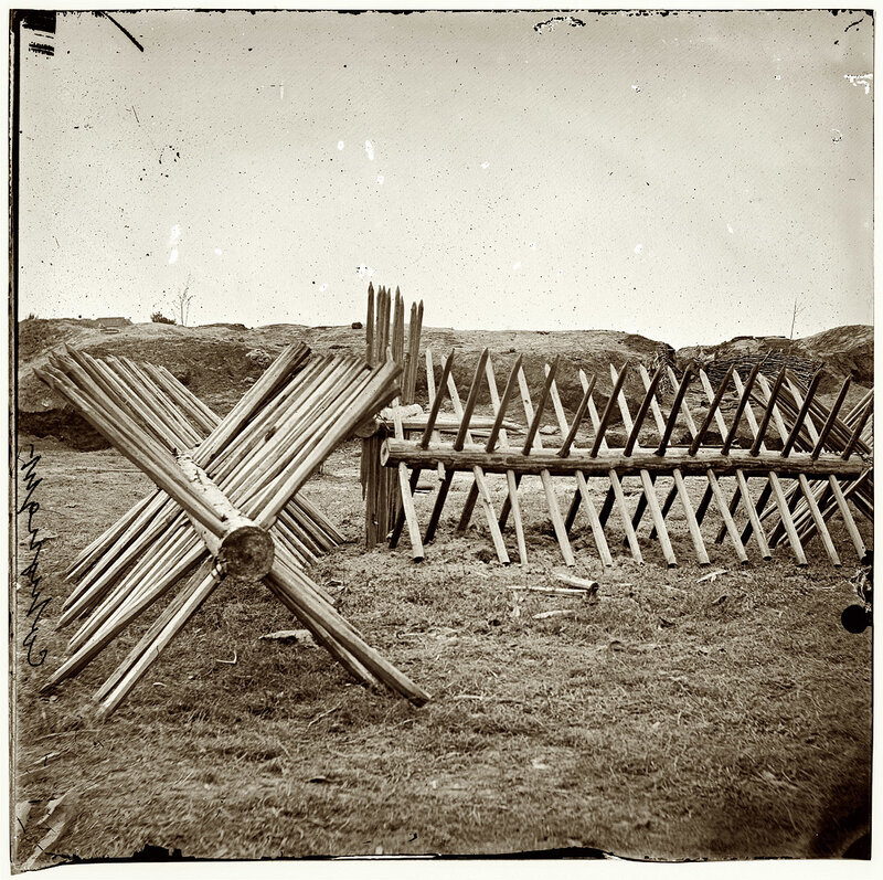 Wooden fortifications at a military site