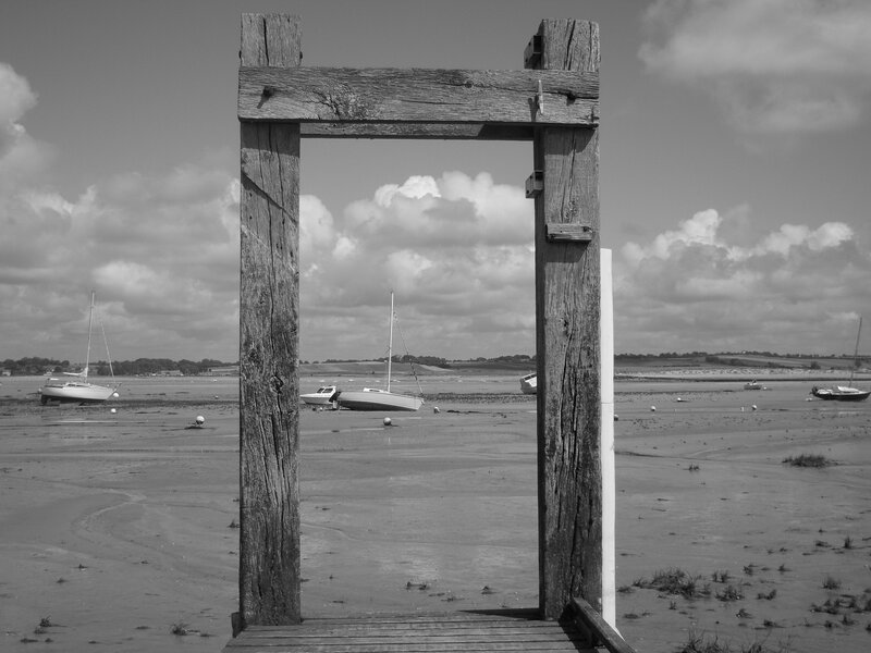 Wooden frame on a beach