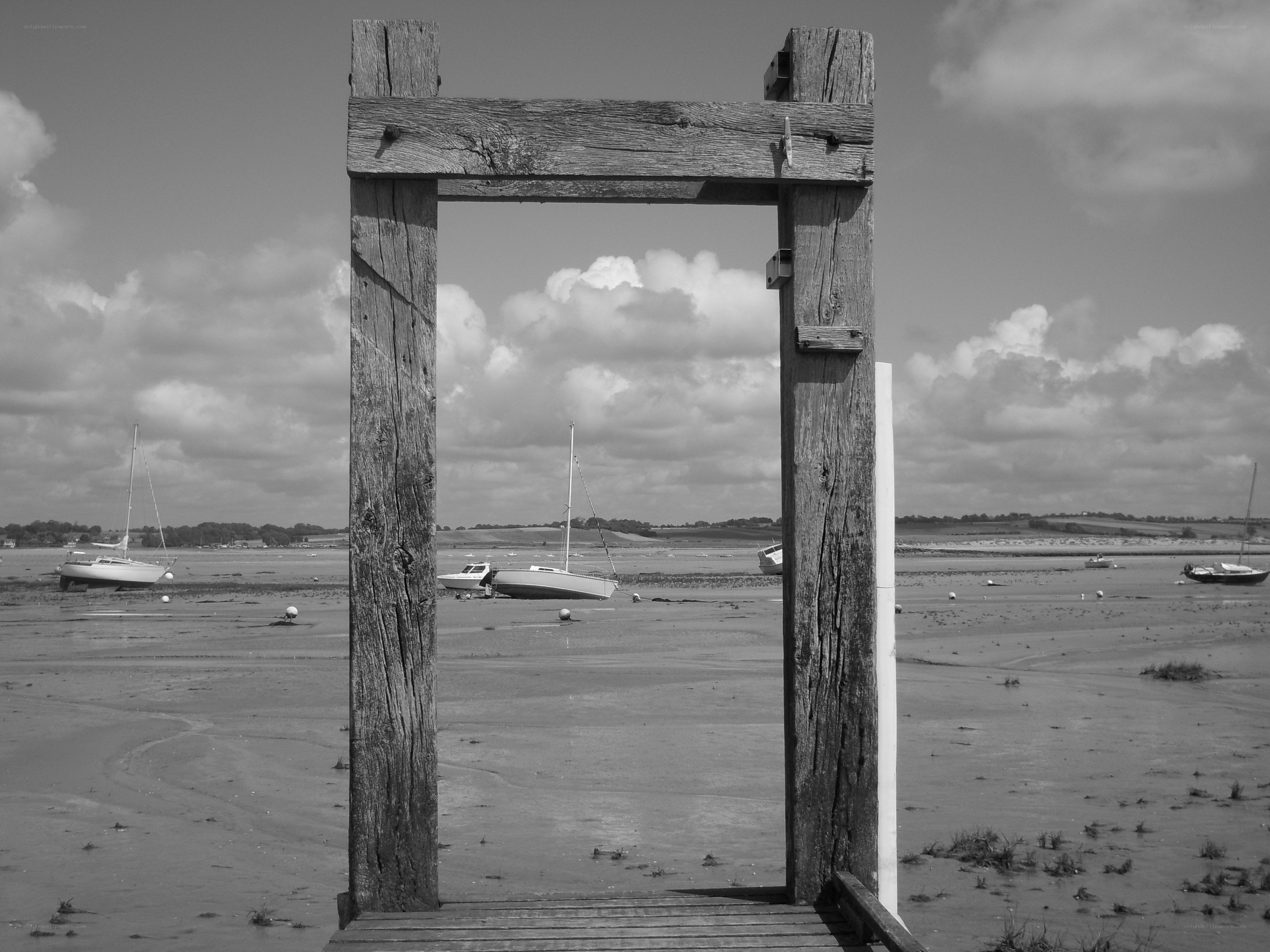 Wooden frame on a beach