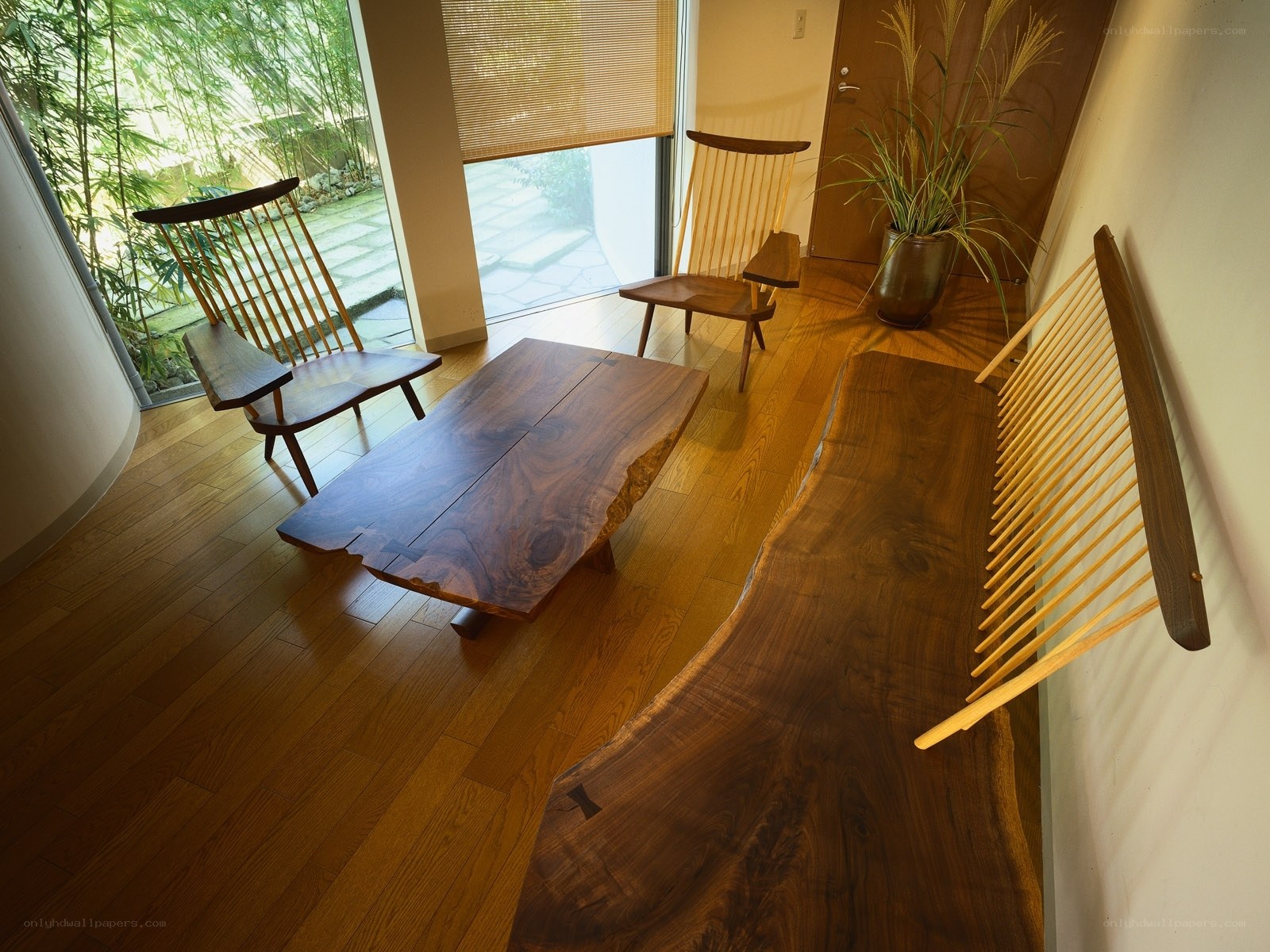 Wooden furniture in a modern room