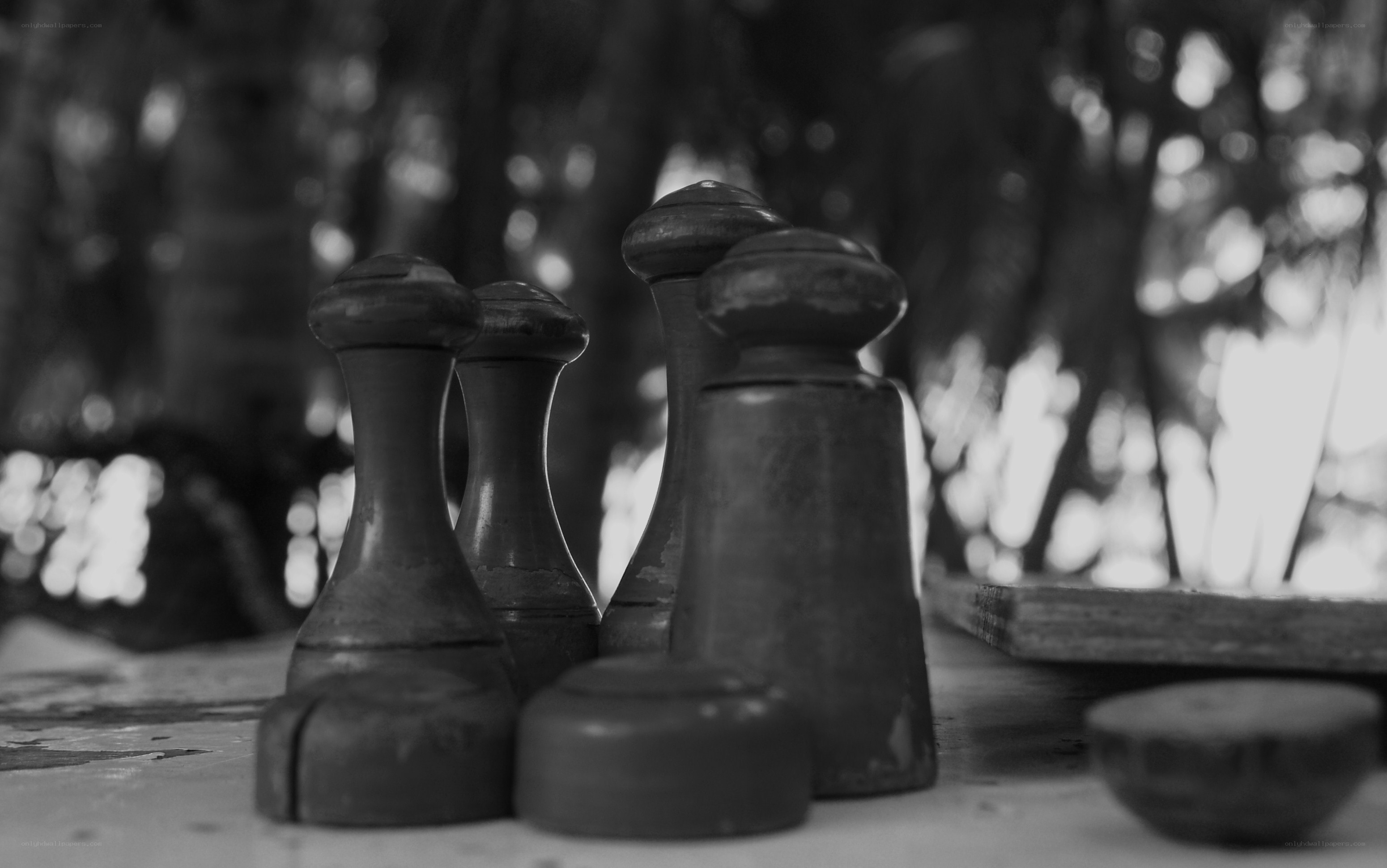 Wooden game pieces on a table