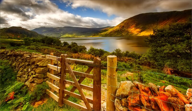 Wooden Gate by Lake