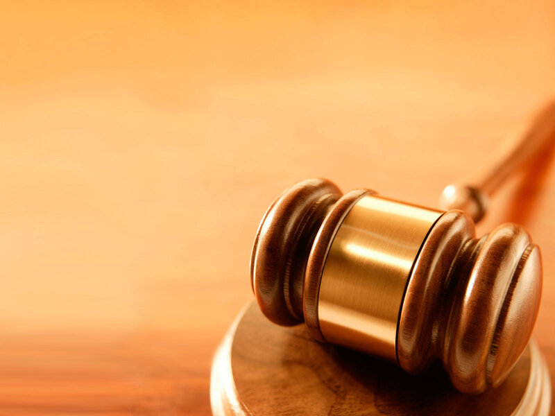 Wooden gavel on sound block