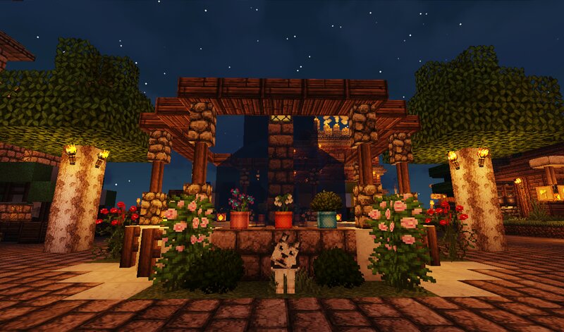 Wooden Gazebo at Night — Brown