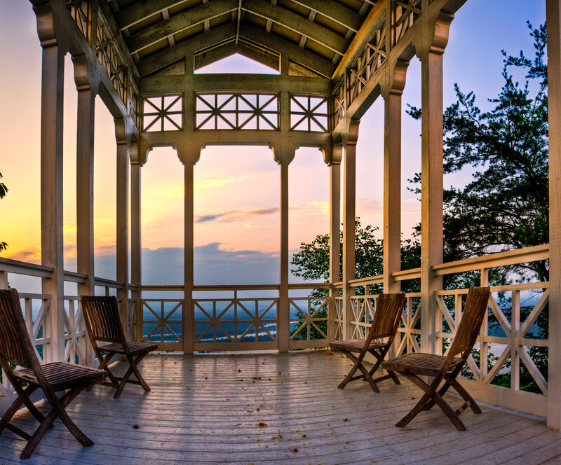 Wooden Gazebo at Sunset
