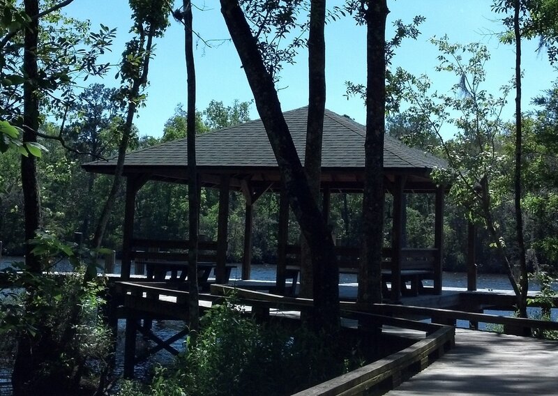 Wooden gazebo by the river