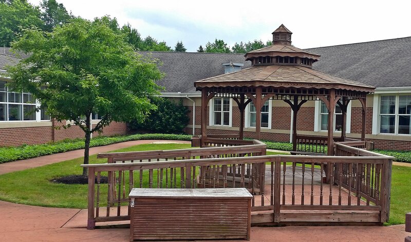 Wooden Gazebo in Courtyard