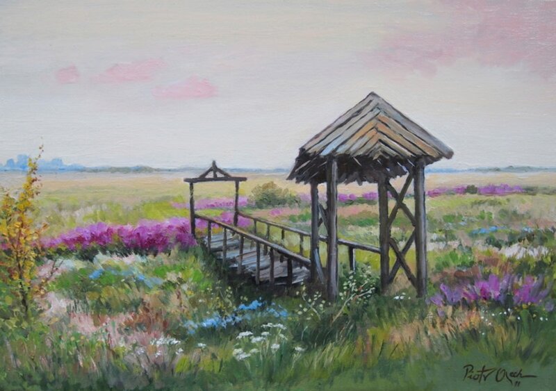 Wooden Gazebo in Field