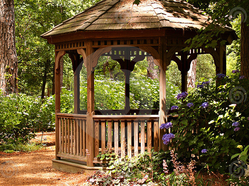 Wooden Gazebo in Garden