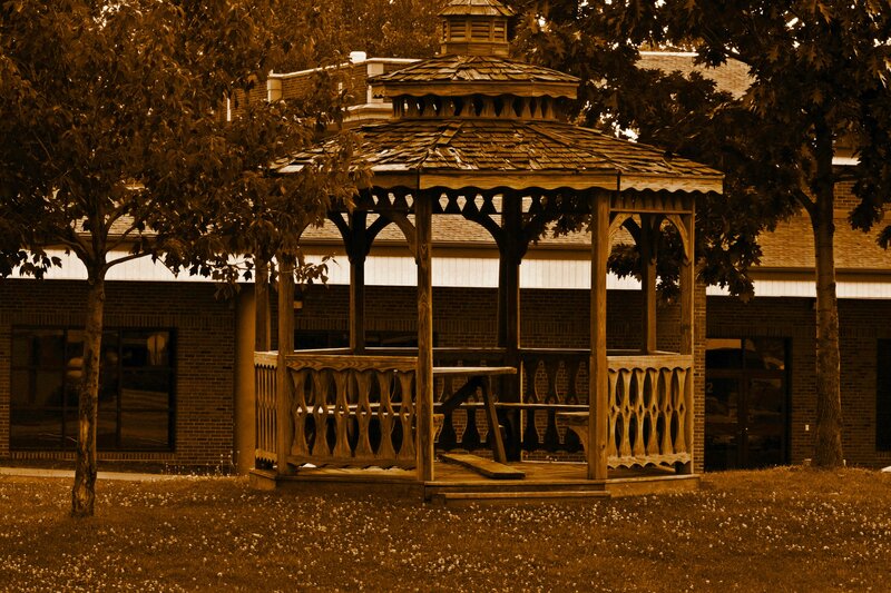 Wooden Gazebo in Park — Brown