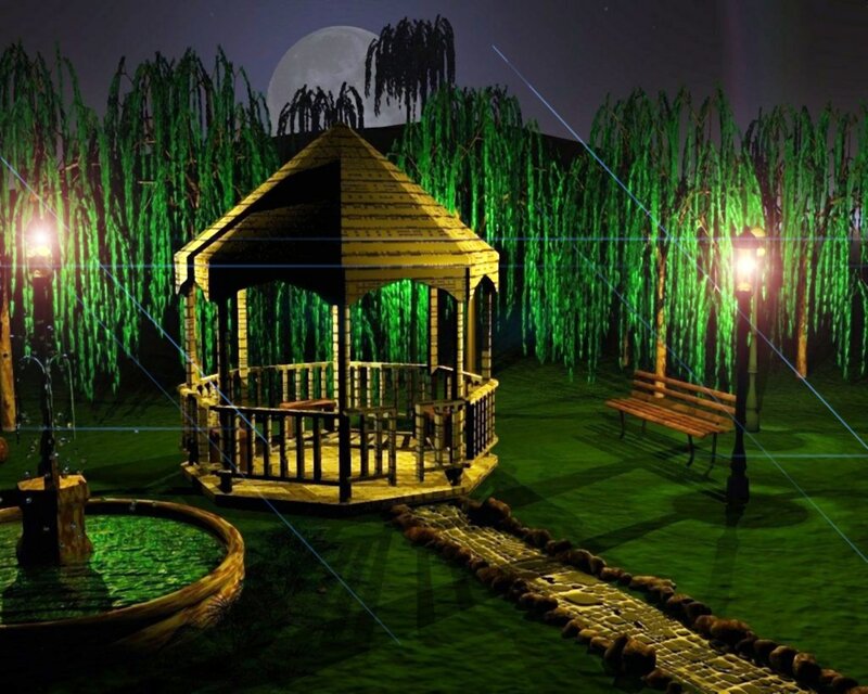 Wooden Gazebo in Park — Green