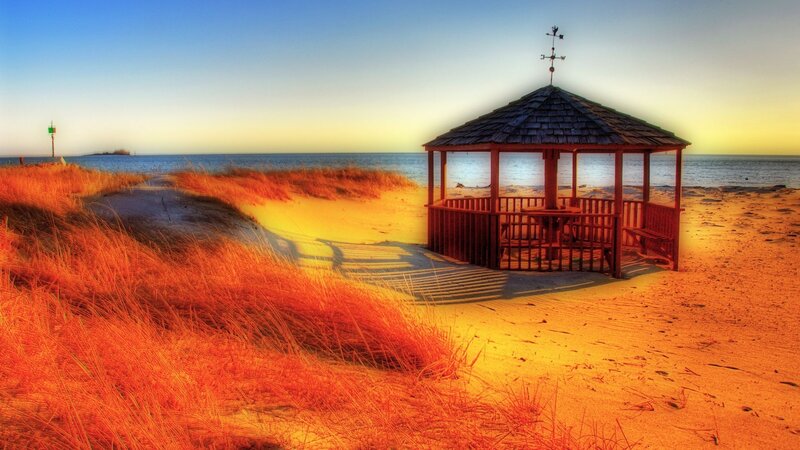 Wooden Gazebo on Beach — Orange