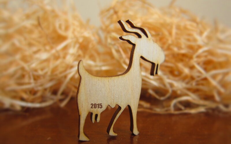 Wooden Goat Figurine