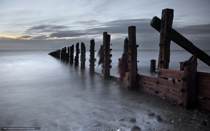 Wooden groynes at the seaside