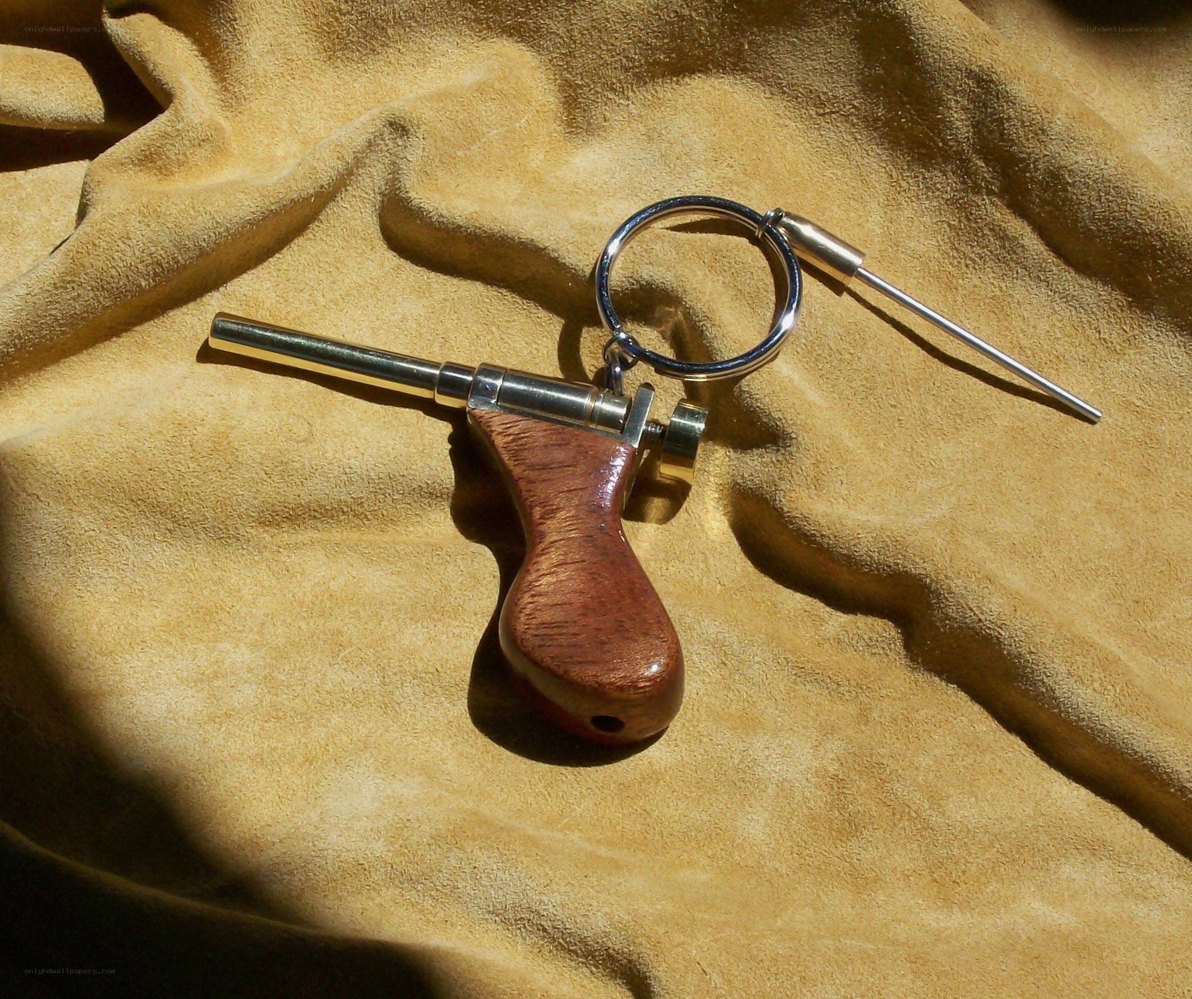 wooden gun keychain