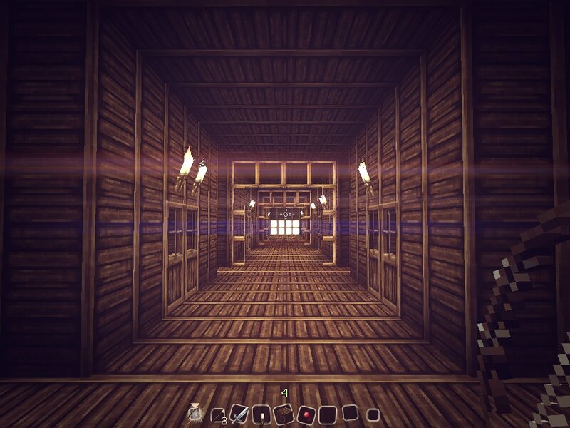 wooden hallway in minecraft