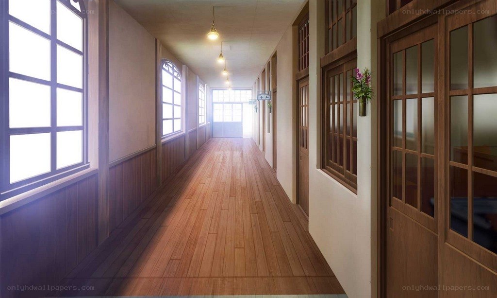 wooden hallway with windows