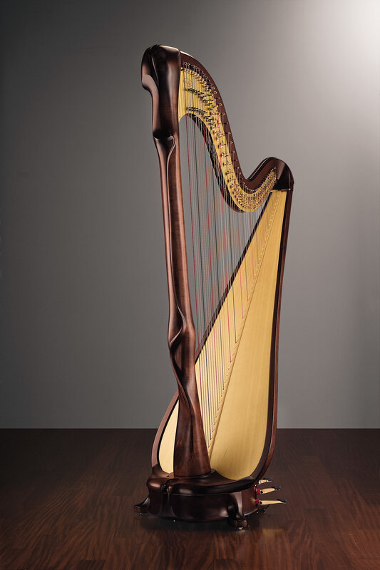 wooden harp on wooden floor