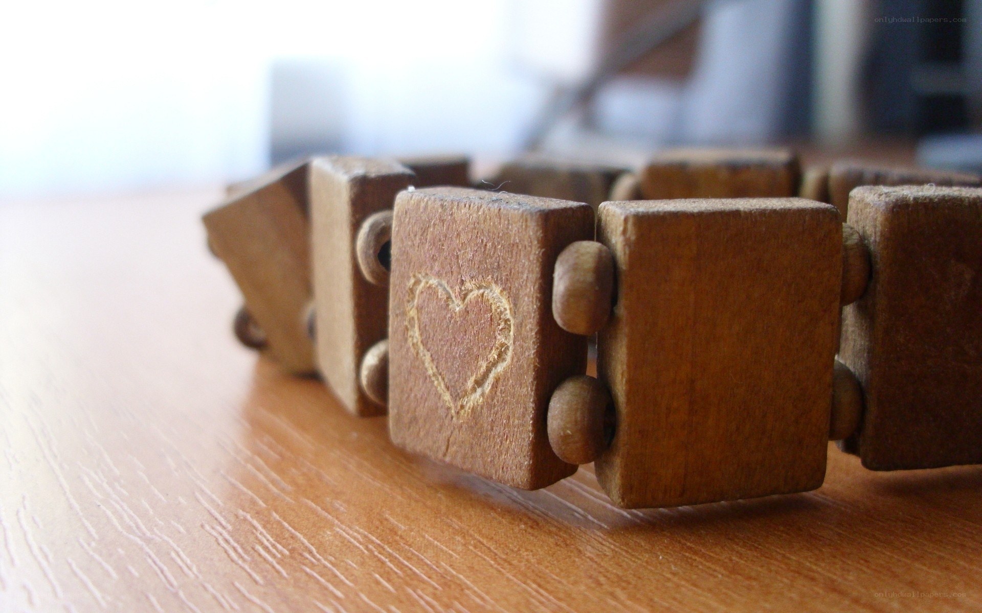 wooden heart bracelet